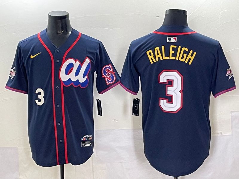 Men 2025 Seattle Mariners 3 Raleigh Drak Blue All star Nike MLB Jersey style 04